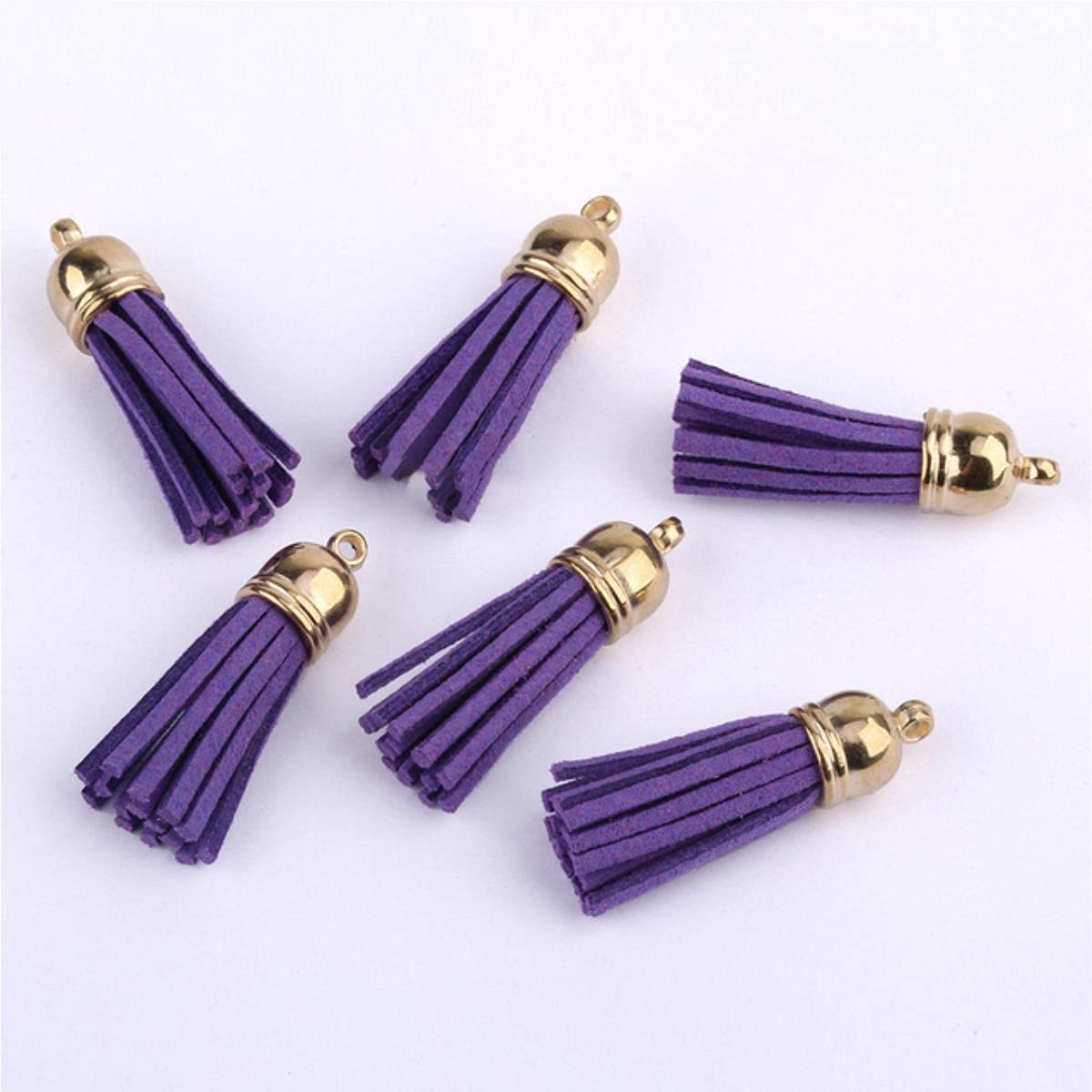 QUNINE 60/100 Pz 38mm Nastro d'oro Nappa in Pelle Scamosciata Sintetica per Cinturini Portachiavi Gioielli Ciondoli Pendenti Estivi Fai da Te -100 Pezzi Cime Dorate, Rosa Chiaro