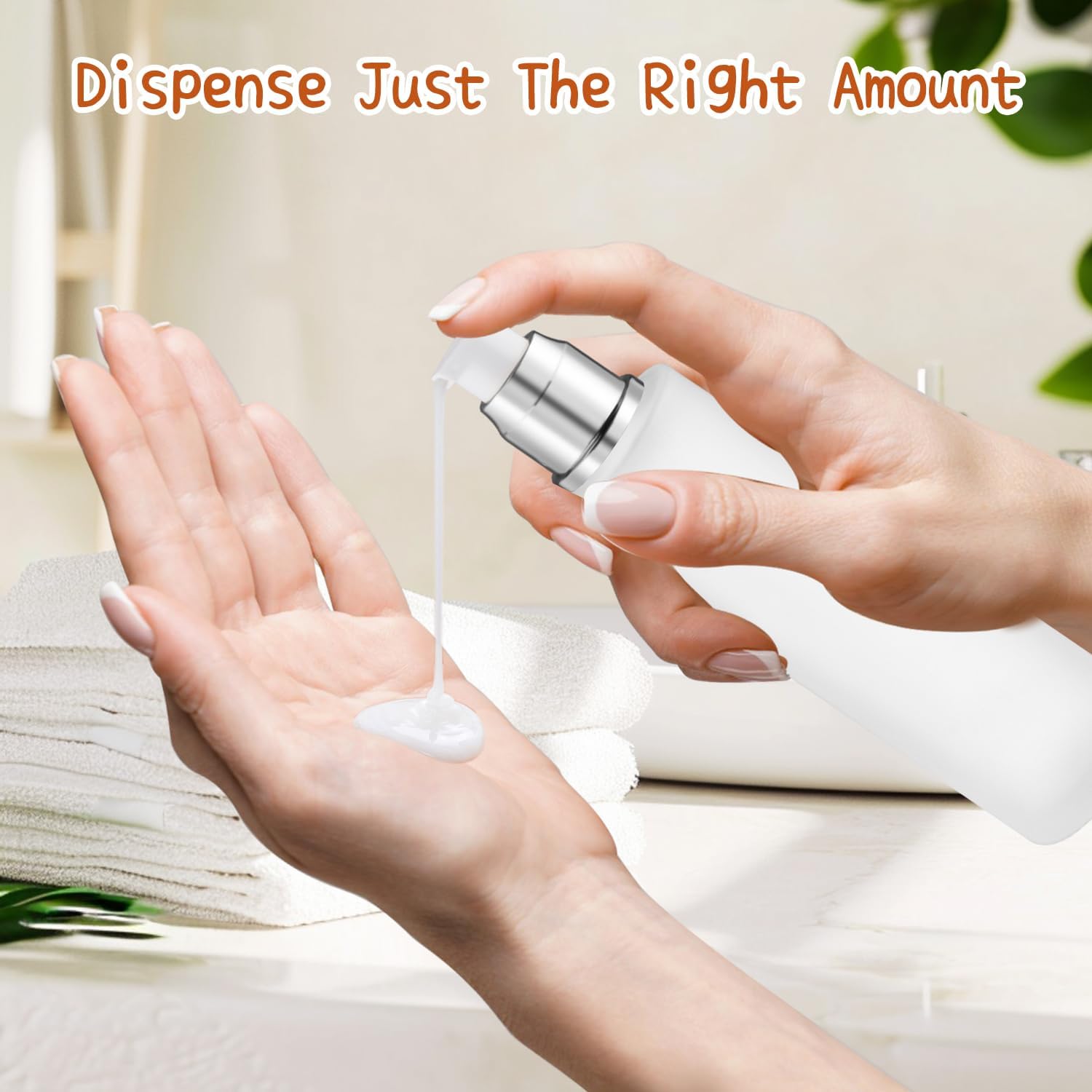 8 Pcs 120ml/4oz Frosted Glass Bottles Refillable Pump Dispenser Jar Travel Lotion Vials with Plastic Pump Head for Toiletry Liquid Foundation Cream Cosmetic Samples - Silver image 4