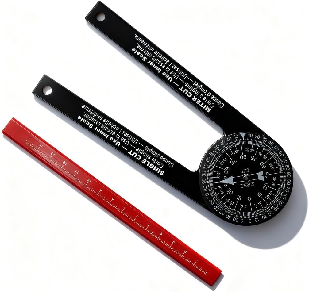 Angle Finder Protractor, 360 Degree ABS Plastic, Portable and Lightweight - Accurate Miter Saw, Rotation for Woodworking