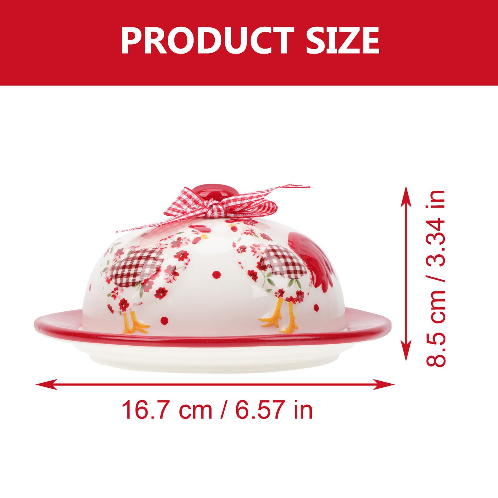 SEWACC Beurrier en Céramique Rouge à Motifs Floraux en Relief Plat à Fromage Créatif pour Beurre et Dessert Récipient Pratique pour Occasions Familiales et Fêtes