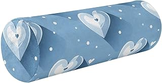 Almohadas cilíndricas de corazones color azul polvo con cremallera