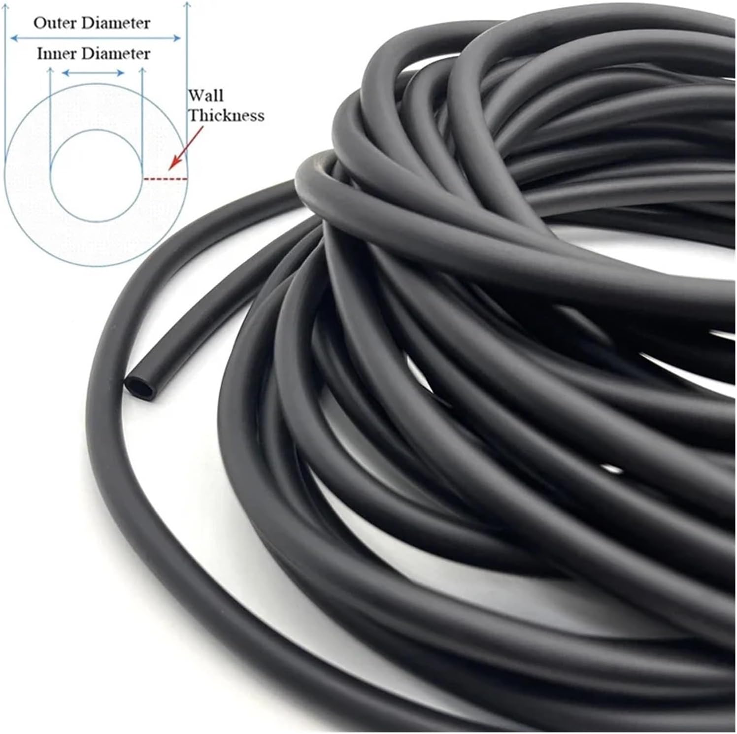 Rubber Fuel/Oil Hose Tubing Pipe-Oil/Abrasion/Aging Resistant Flexible Tube for Auto/Motorcycle ID 2-8mm(OD 5xID 3mm)