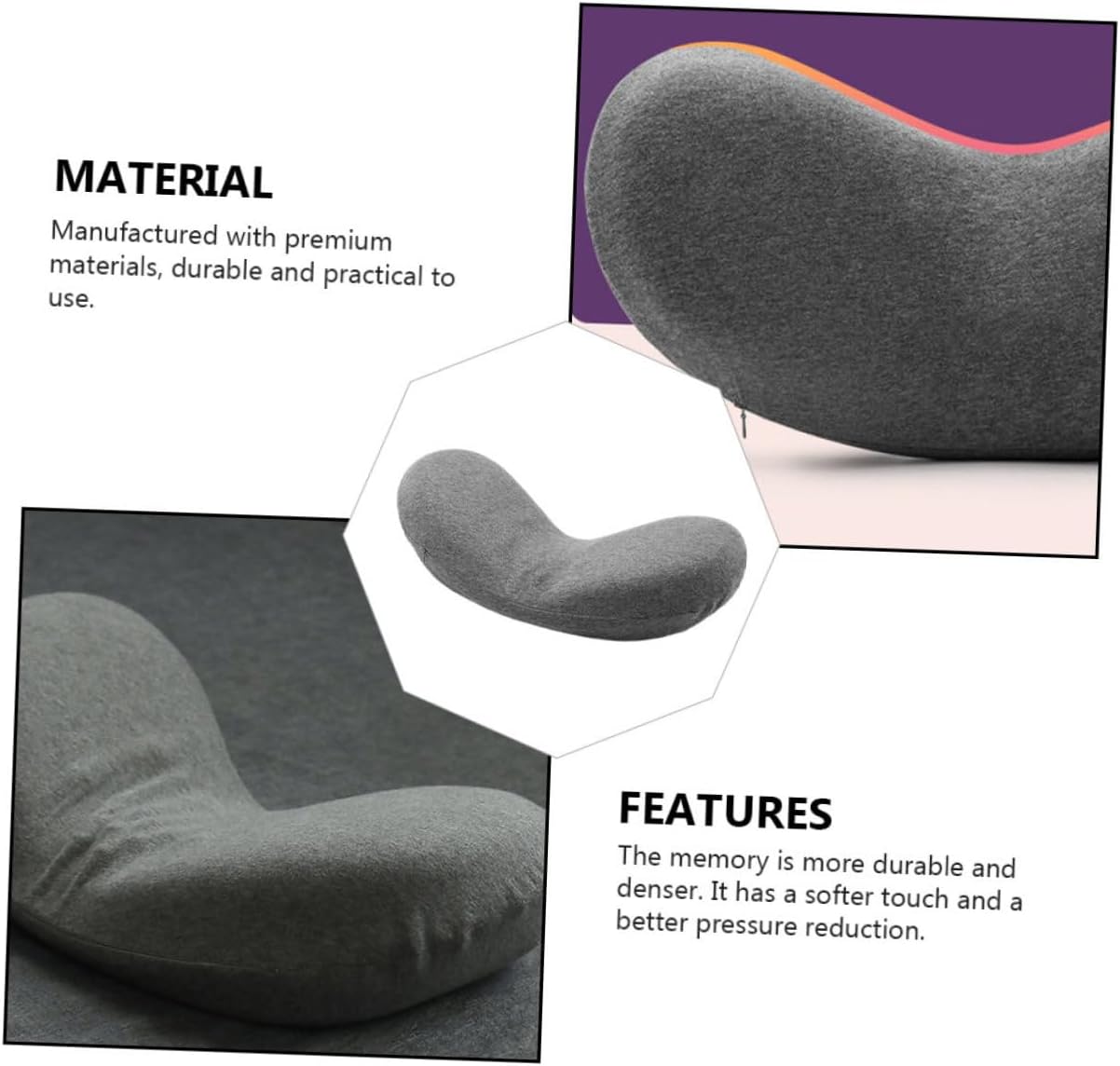 STOBAZA Lumbar Pillow for Bed Waist Pillow Lumbar Support Cushion Sleeping Grey