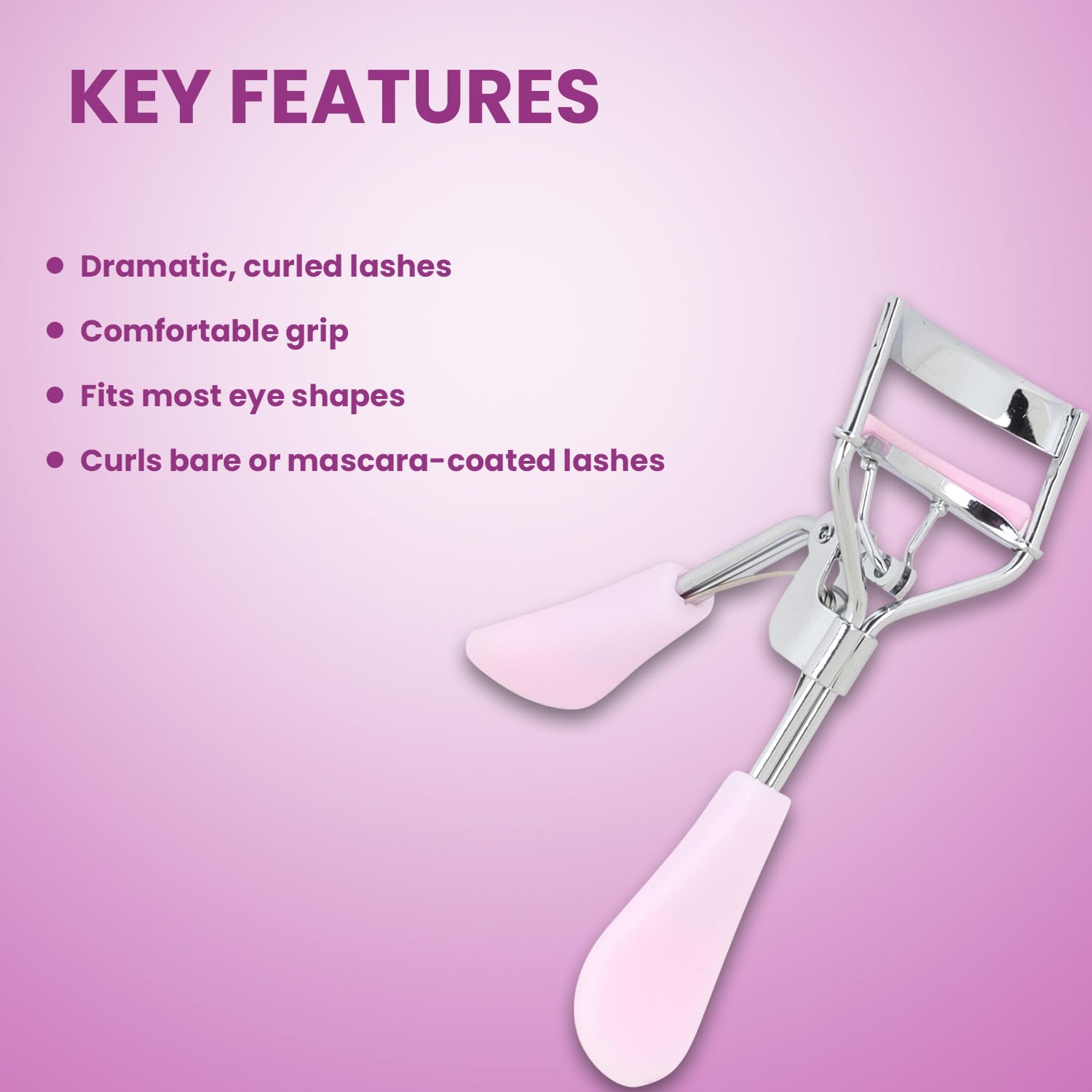 Midazzle Eyelash Curler for Women | Premium Stainless Steel Lash Curler | Non-Pinching Design, Comfortable Grip, Creates Natural & Long-Lasting Curls Instantly | Lifted Lashes Everyday - Pink (MIEL3102) 2