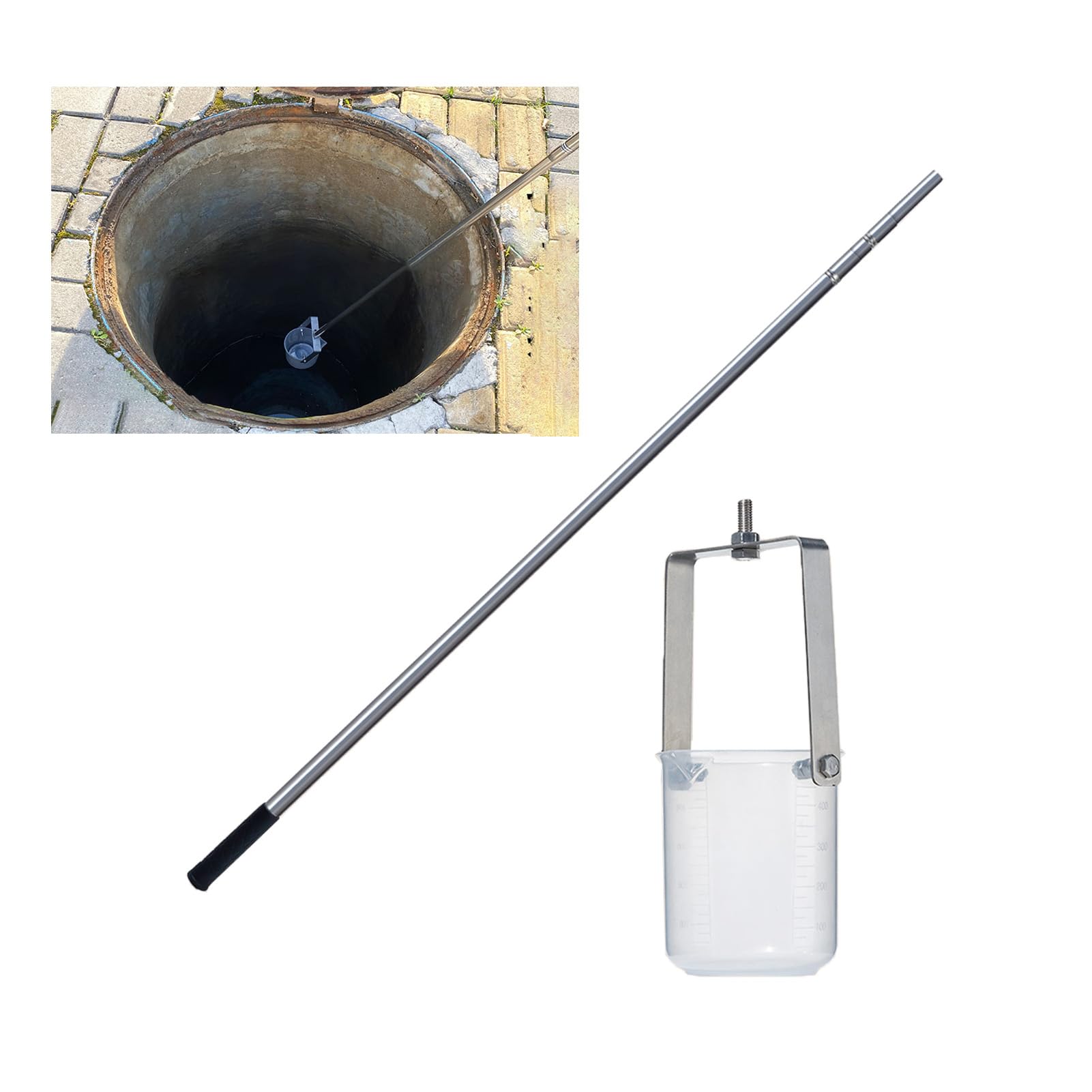 Wasserprobenstab, Teleskop-Probenehmer aus Edelstahl für industrielle Labortests, 500 ml/1000 ml Pendelbecher für genaue Wasseranalyse