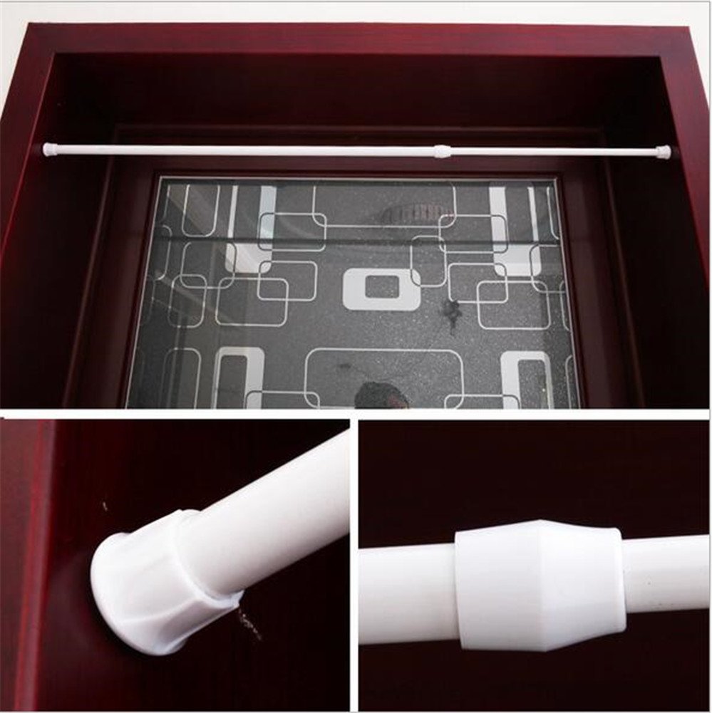 ave split 4pcs Spring Tension Curtain Rod stretchable No need screw tool Single Rods Max Load bearing 4LB (23.5-43"white 4pcs)