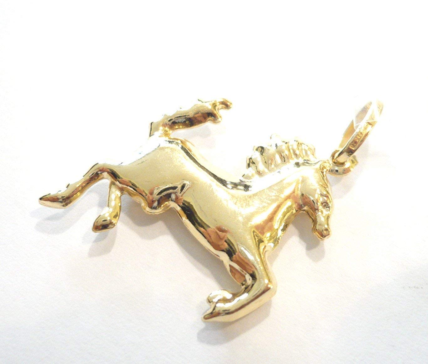 Ciondolo in Oro Giallo 18kt (750) Pendente Cavallo Cavallino Rampante Uomo Donna Bambini
