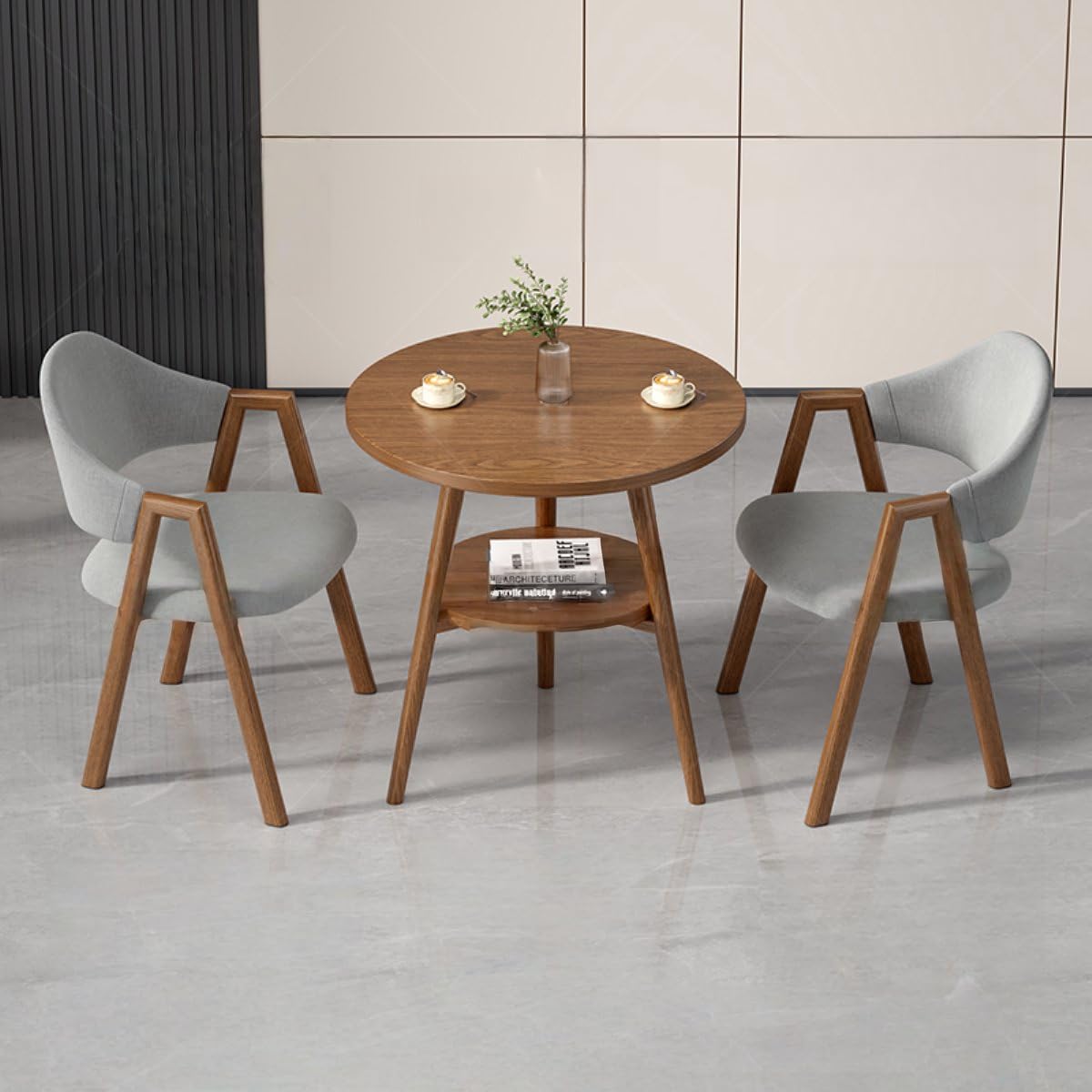 Round Reception Desk and Chair Set, Office Conference Table &amp; Chairs, Business Coffee Dining Table Set for Small Space Reception Room, Lounge, Conference Room