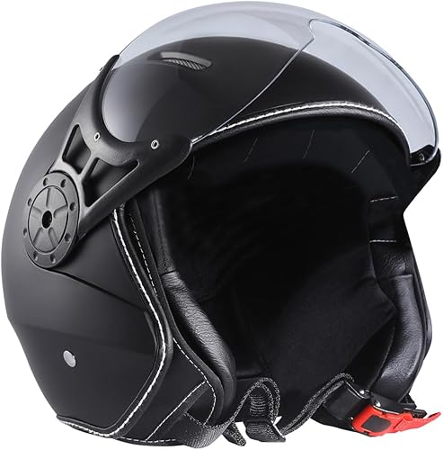 Harssidanzar Casco de motocicleta con visera única, cara abierta, motocicleta, scooter, ciclomotor, casco crucero, aprobado por DOT, para hombres y