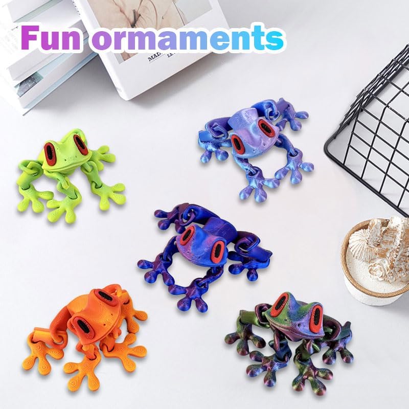 12 Pcs 3D Printed Strong Frog Fridge Magnets,3D Funny Fidget Animal Magnetic for Refrigerador, Cute Realistic Movable Joint Jump Frogs Model, Cool Magnet Decor for Home Office Classroom