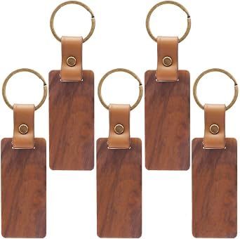 5pack Wooden Keychain Blanks Personalized Wood Name Tag Keychain Gifts for Men or Women