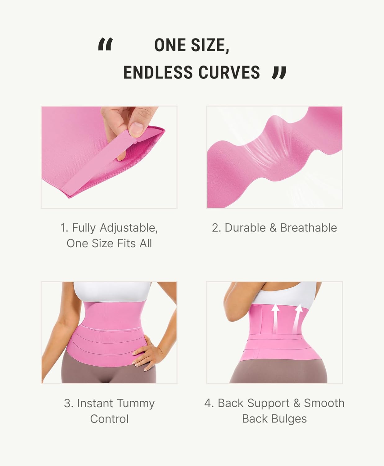 feelingirl waist trainer for women bandage wrap trimmer belt long torso tummy wraps belly body shaper waist trimmer belt pink - one size one size
