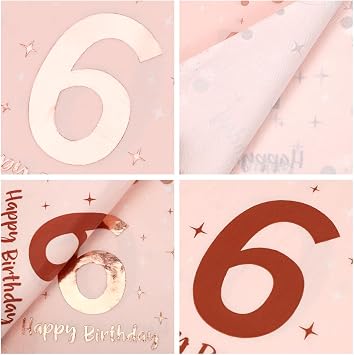 Napkins 6th Birthday Pack of 30 Pink Birthday Napkins Happy Birthday 6 Napkin 3-Layer Milestone 6 Table Decoration Paper Napkins for Girls Birthday Celebrations Party Anniversary