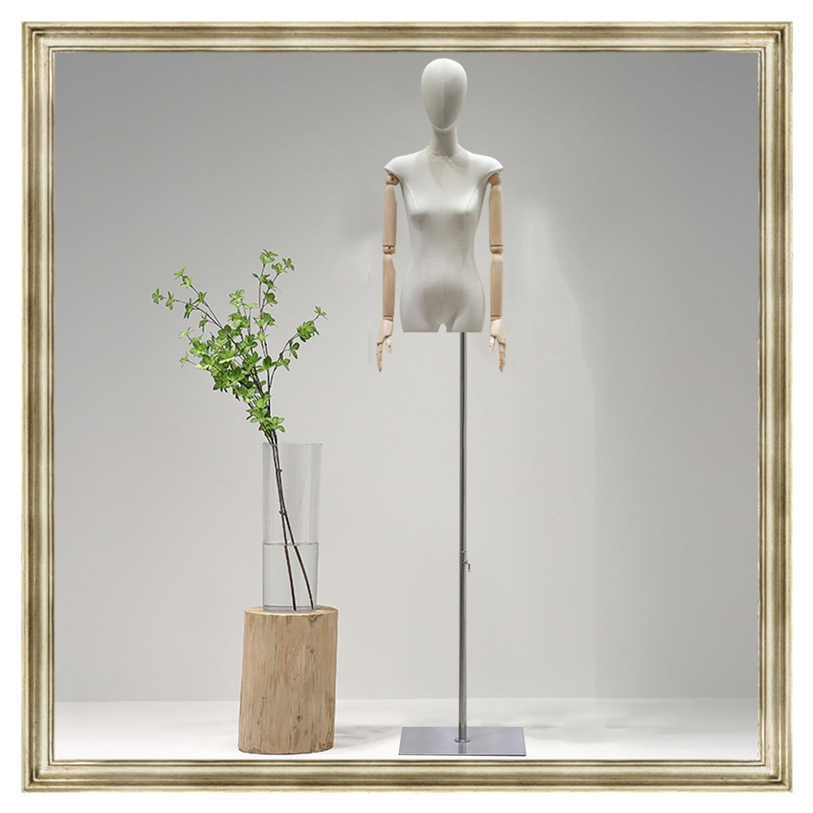 ITOSUI Adjustable Female Dress Form Mannequin with Head & Wooden Hands, 56”-80” Height, Pinnable Torso for Sewing, Tailoring & Fashion Display