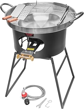 Barton 23" Concave Comal Set 80,000 BTU Propane Burner Stove and Burner Stand, Discada Disc Cooker, Taco Para Carnitas Tortillas Stir Fry Wok