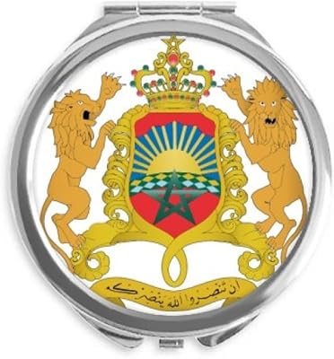 Morocco Africa National Emblem Hand Compact Mirror Round Portable Pocket Glass
