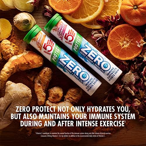 HIGH5 ZERO Protect Electrolyte Hydration Tablets Added Vit C & D (Turmeric & Ginger, 20 Tablets)