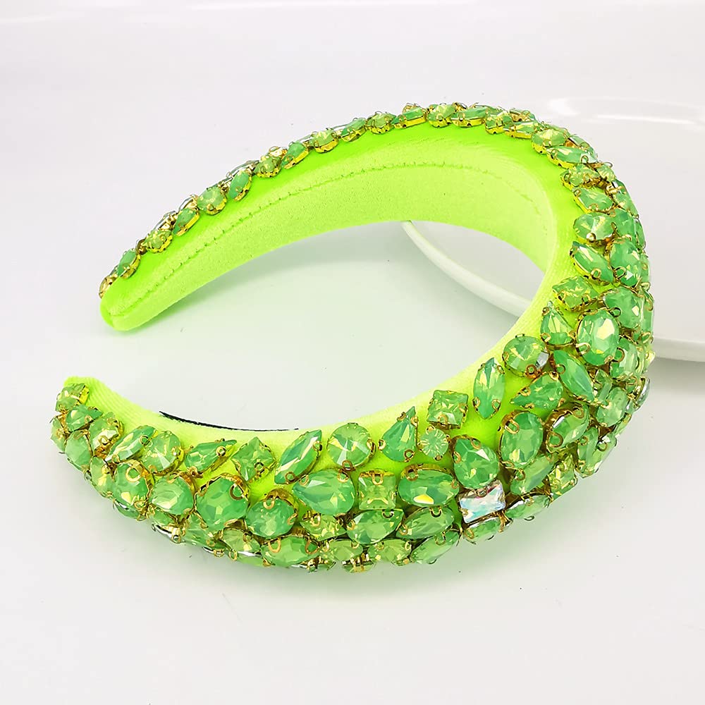 QTMY Crystal Rhinestone Headbands for Women,Hair Hoop Accessories Jewelry Head Band Headwear,471Green