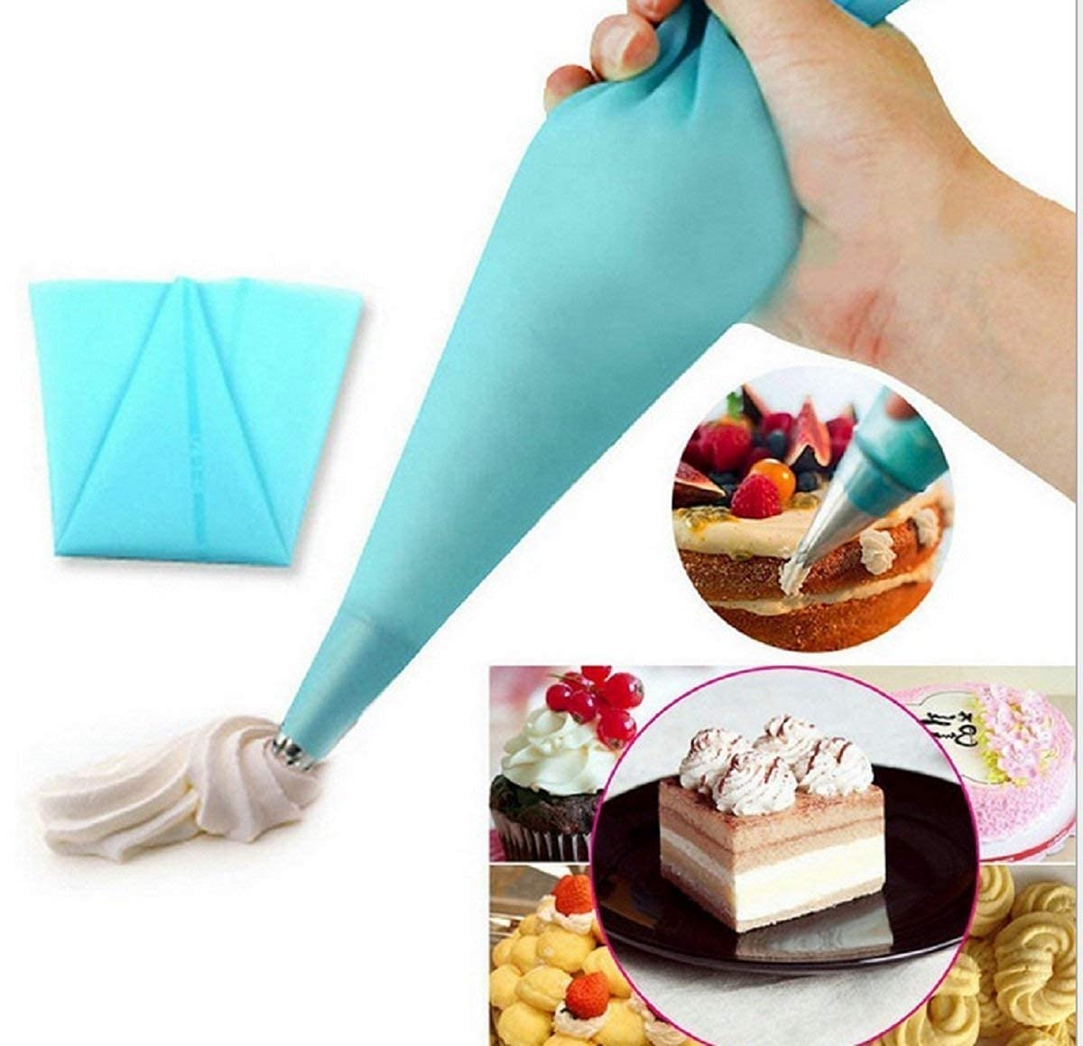 BAKING SET 40cm- Professional Reusable Silicone Icing Piping Bag for Cake/Cupcake/Pastry/Icecream Decorating Tool Icing Bag (Reusable) Pack of 2 1