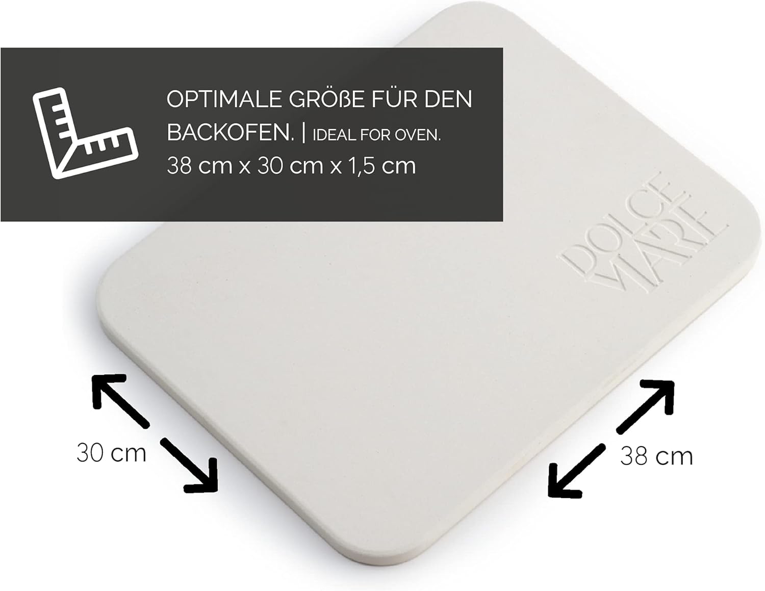 Pizza Stone in Set incl. Wooden Pizza Slider & Pizza Cutter - Baking Stone Made of Cordierite for Oven & Grill - Baking Stone for Crispy Pizza Like at The Italian Restaurant