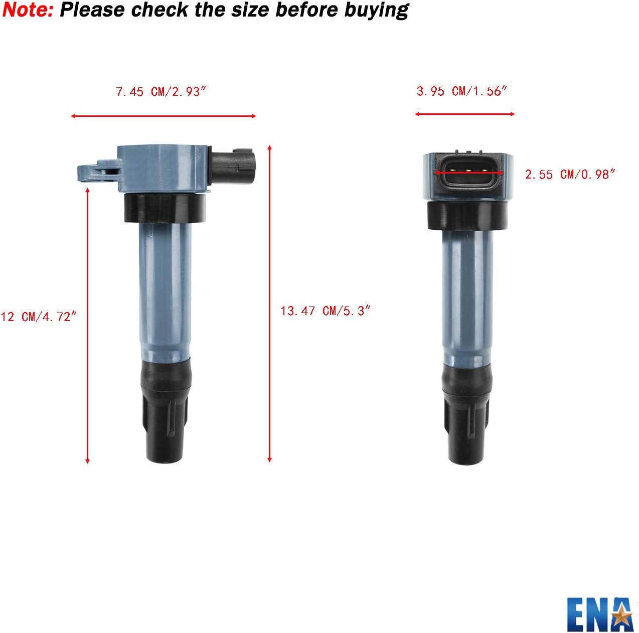 ENA Set of 1 Ignition Coil Pack 2006 2007 2008 2009 2010 2011 2012 2013 2014 2015 Compatible with Smart Fortwo Electric Turbo 1.0L L3 Replace# UF681 368276 GN10674 ICA64178 ICA64270 FK0343