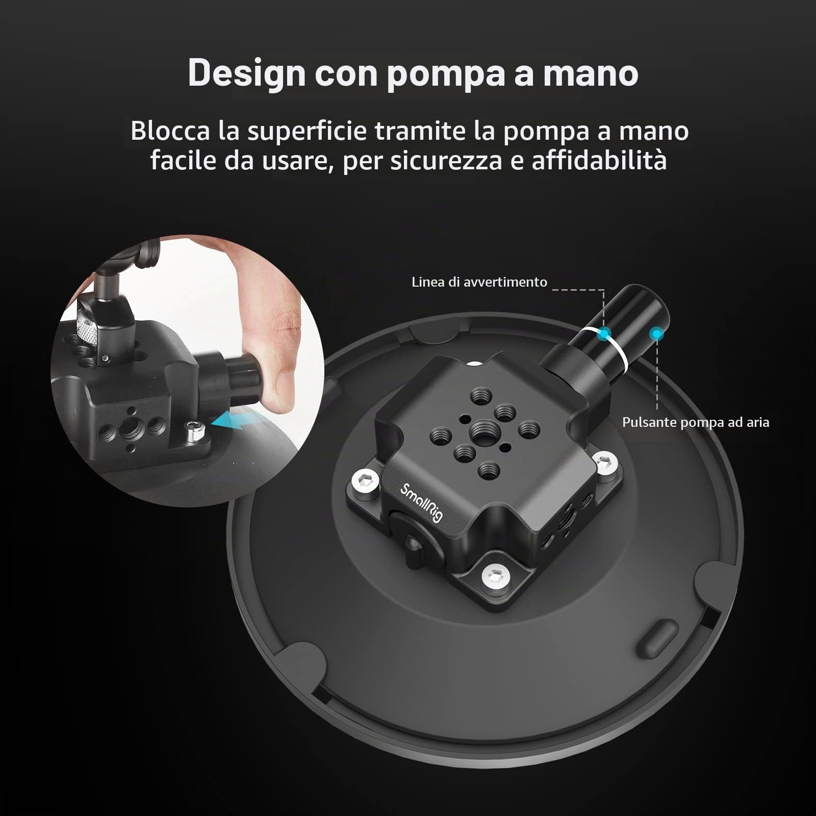 SMALLRIG Supporto per Fotocamera a Ventosa da 6'', Carico Massimo di 8 kg per Velocità Fino a 80 km/h (50 mph), Si Consiglia di Caricare Fino a 15 kg da Fermo - 4114