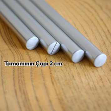 Badem10 Alüminyum Metal Oklava 4'lü Set Börek Hamur Yufka Açma Silindir Yuvarlak Uzun Kısa Mutfak Araç