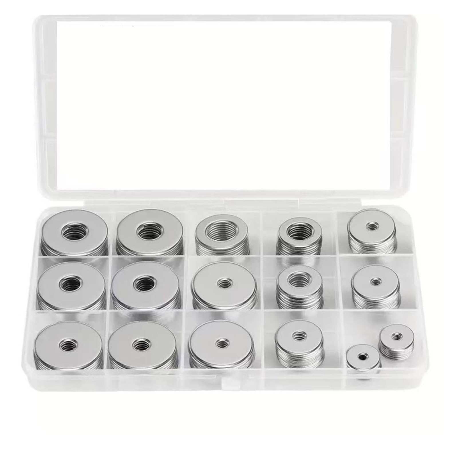 Assortiment de rondelles plates Rondelles de garde-boue en acier inoxydable, rondelles plates for vis et boulons, kit 100 métalliques (12 tailles M3-M12)