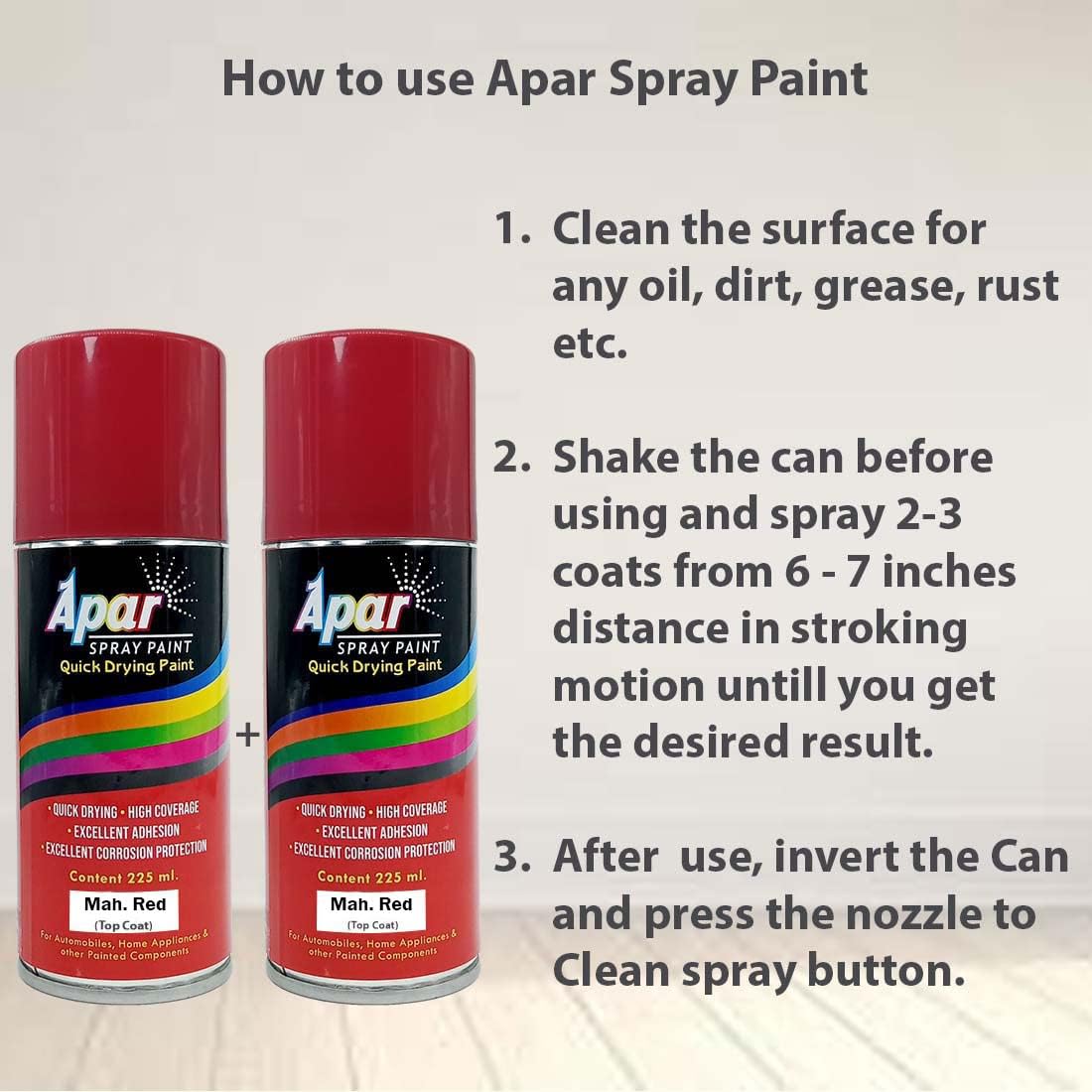 APAR Spray Paint Mah. Red-225 ml,(Pack of 2) Compatible for Mahindra Tractors 2