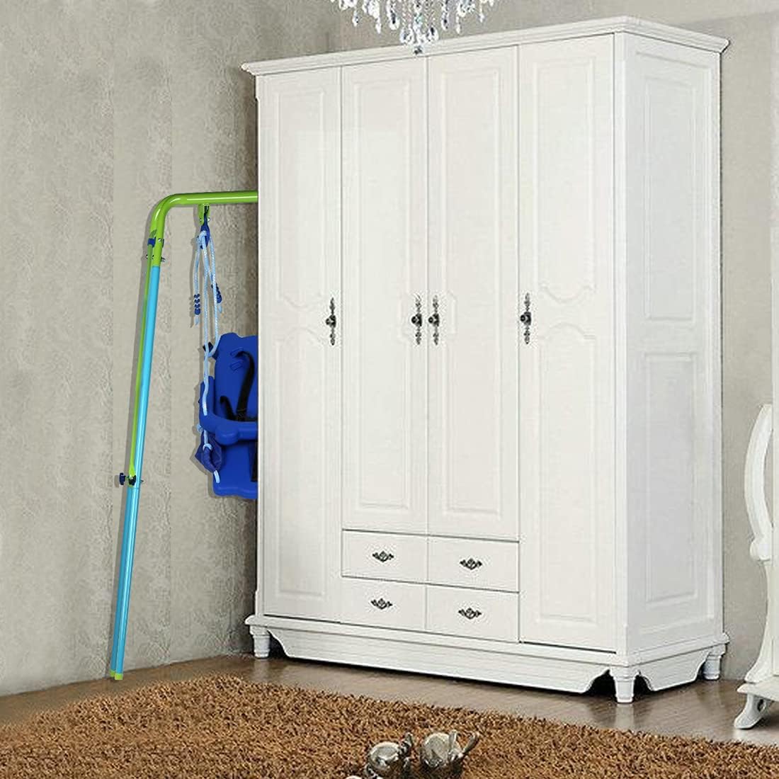HLC Altalena per Bambini,Altalena da Giardino per Bambini Pieghevole，Altalena da Giardino Interno ed Esterno，Altalena Neonato，Adatto dai 9 ai 36 Mesi,135x135x122cm