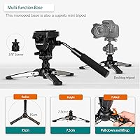 Vista 5 de Monopod extensible de aluminio para cámara con cabezal fluido y base de trípode plegable para cámara DSLR. Altura máxima de 58 pulgadas. Carga útil