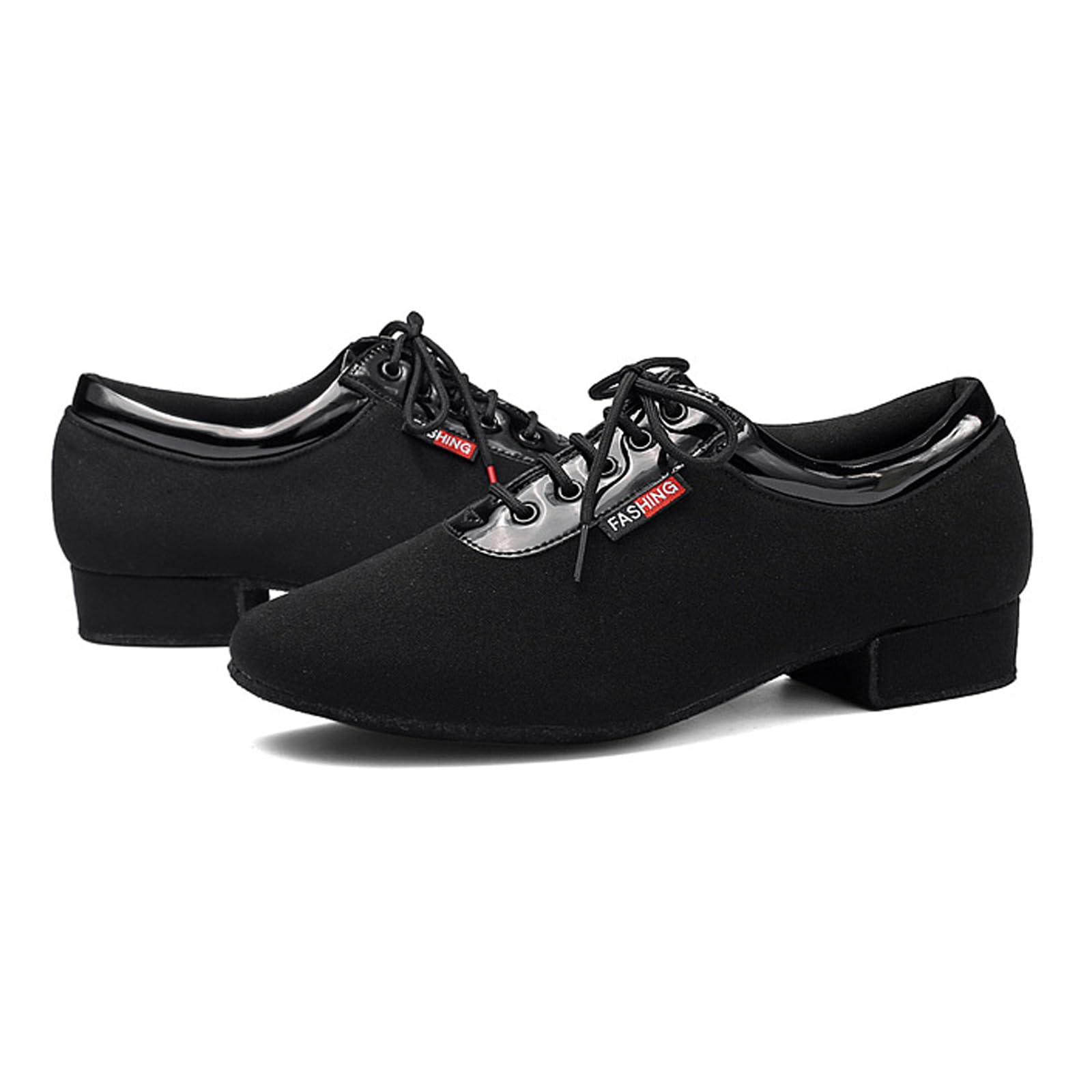 Scarpe da Ballo Uomo Salsa Stringate Tacco Basso Nero