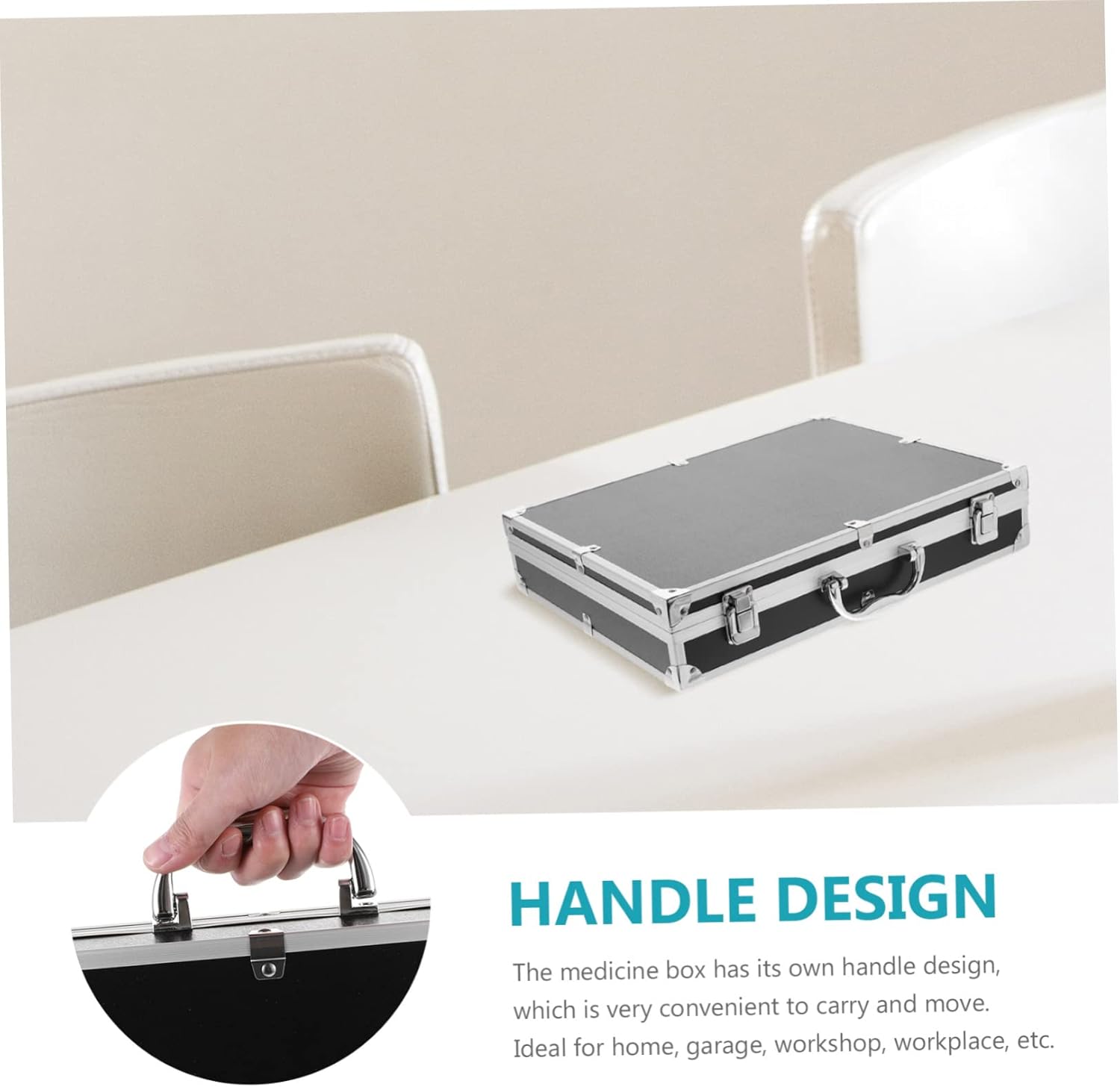 Mikinona Tool Box Attache Case Aluminum Alloy Box Large Capacity Portable Organizer
