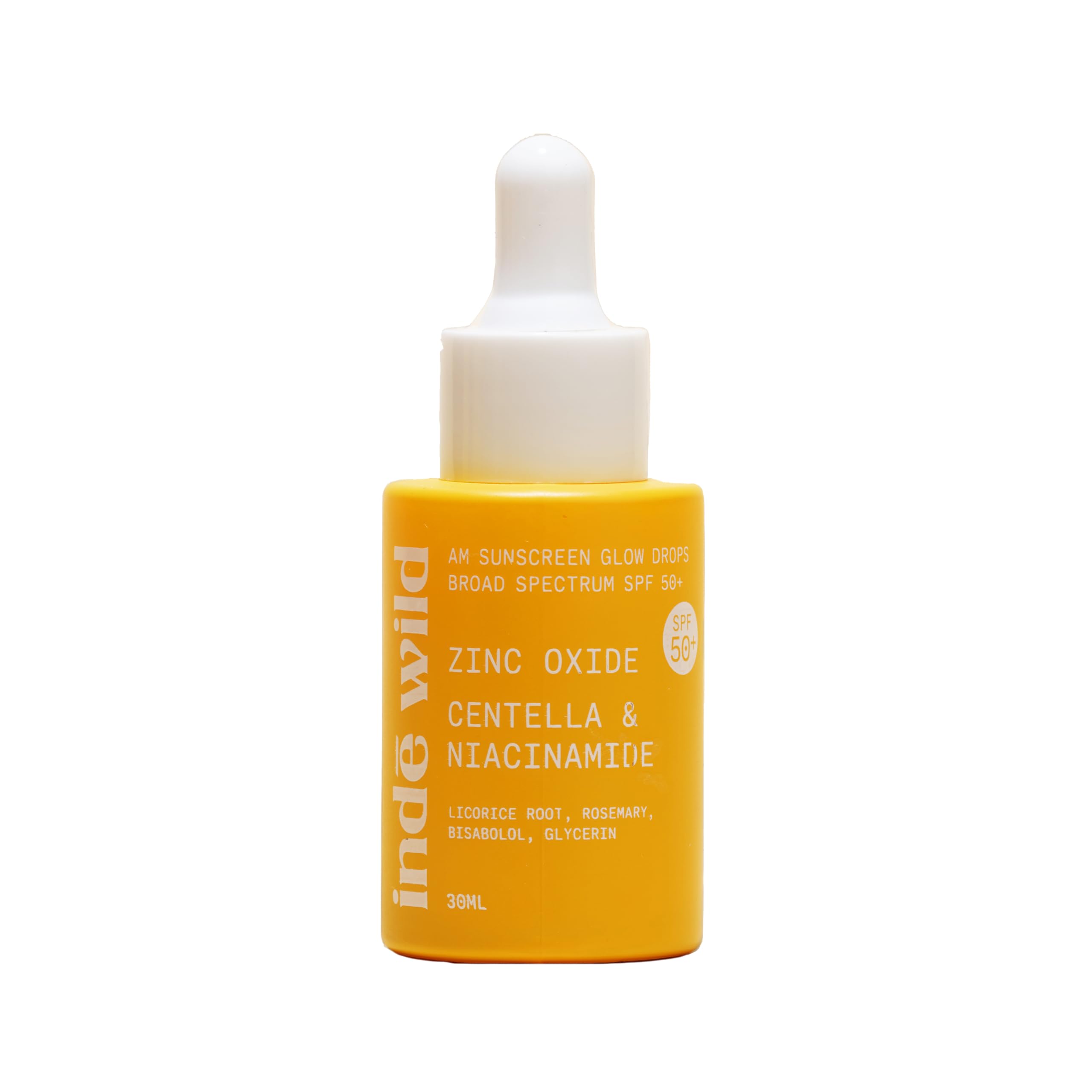 indē wild AM Sunscreen Glow Drops SPF 50+ PA++++ | 30 ml | Lightweight Mineral Sunscreen Serum | No Whitecast & Non-Clogging | Protects Skin from UVA/UVB Rays | All Weather Use