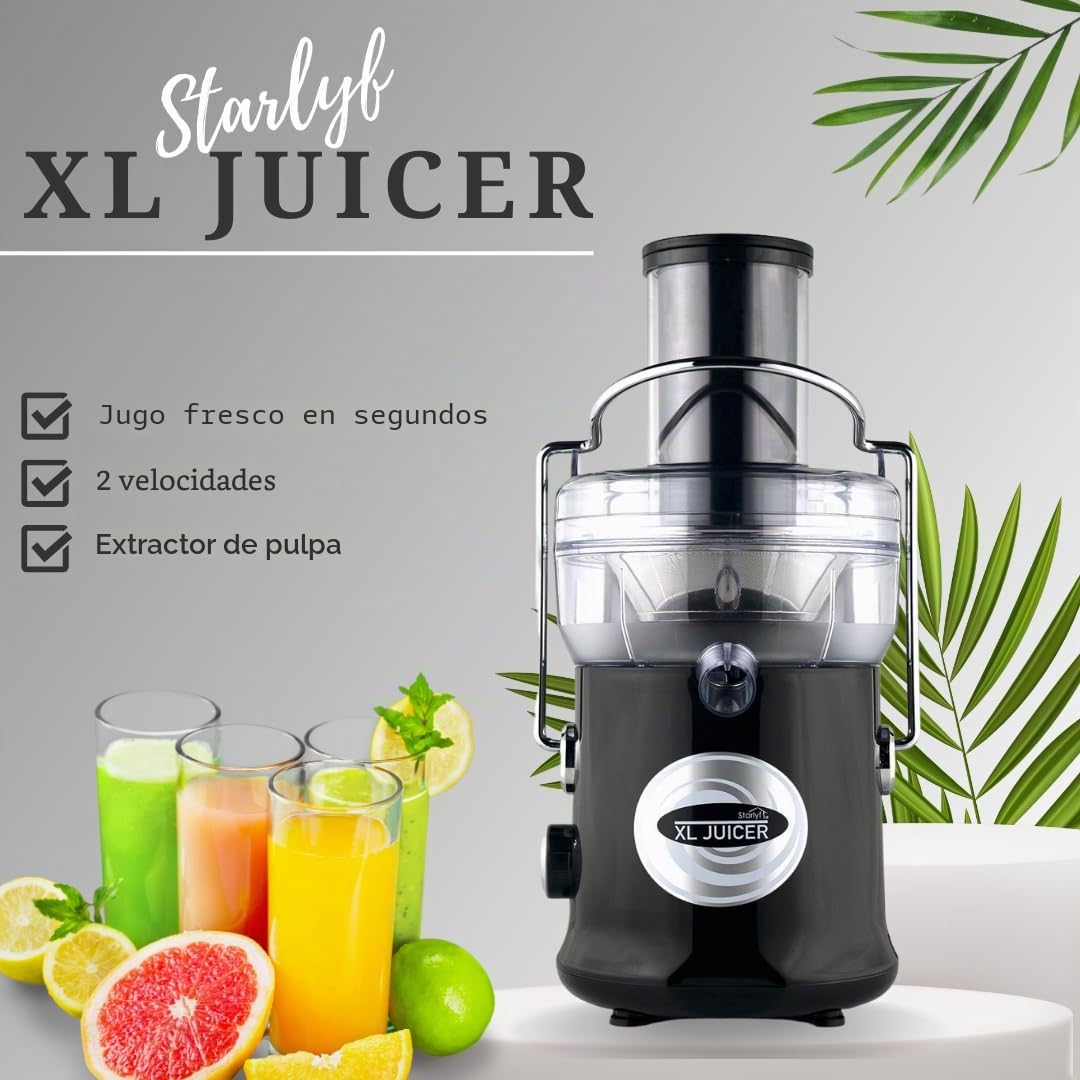 Starlyf XL Juicer – Extractor de Zumo Eléctrico 600 W, 2 Velocidades, BPA Free, Expulsión Rápida de Pulpa, Ideal para Frutas y Verduras