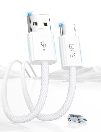 for Carplay Cable 3FT USB to USB C Car Cable for iPhone 17 White | Nylon Braided, Data Sync Type C Cable for iPhone 16 15 for iPad Pro Pixel 10 Android Auto, Drive Road Trip