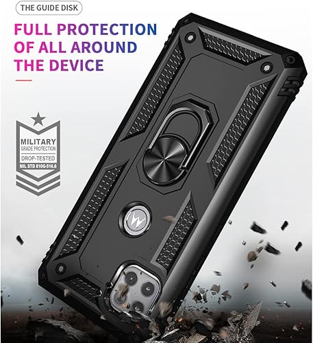 Miniatura 2 de Funda para teléfono Motorola One 5G Ace, Moto One 5G Ace con protector de pantalla HD, grado militar de 16 pies probada en caídas, anillo protector