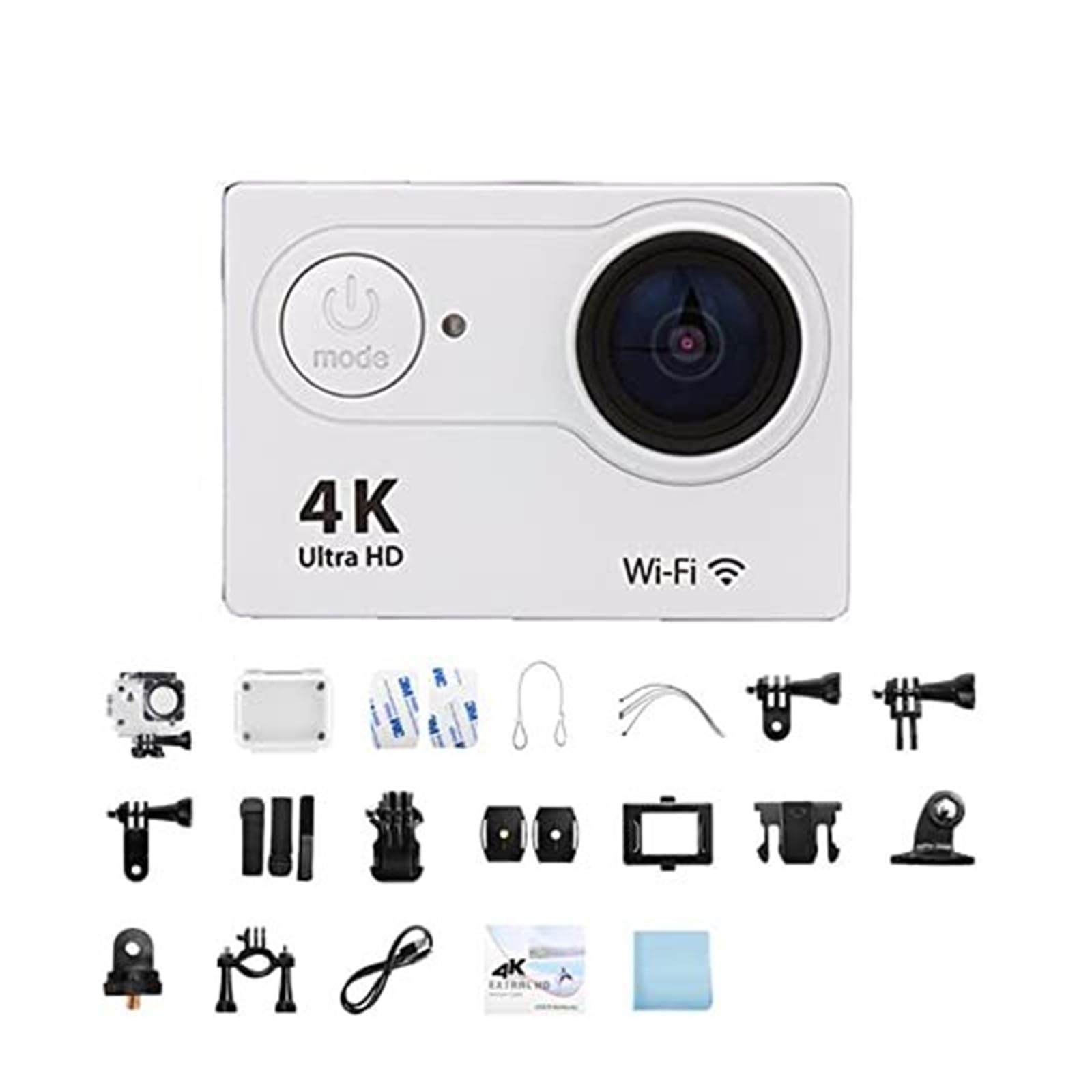 Kamera Akcji 4K Ultra HD Z Wodoodporną Konstrukcją, Szerokim Kątem 170° I Ekranem 2,0 Cala(32G Card; Slivery)