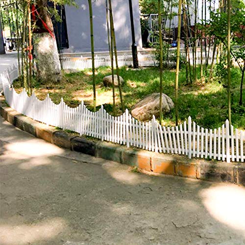 Finderomend 12PCS White Plastic Fence Garden Picket Fence Lawn Flowerbeds Plant Borders Decorative Garden
