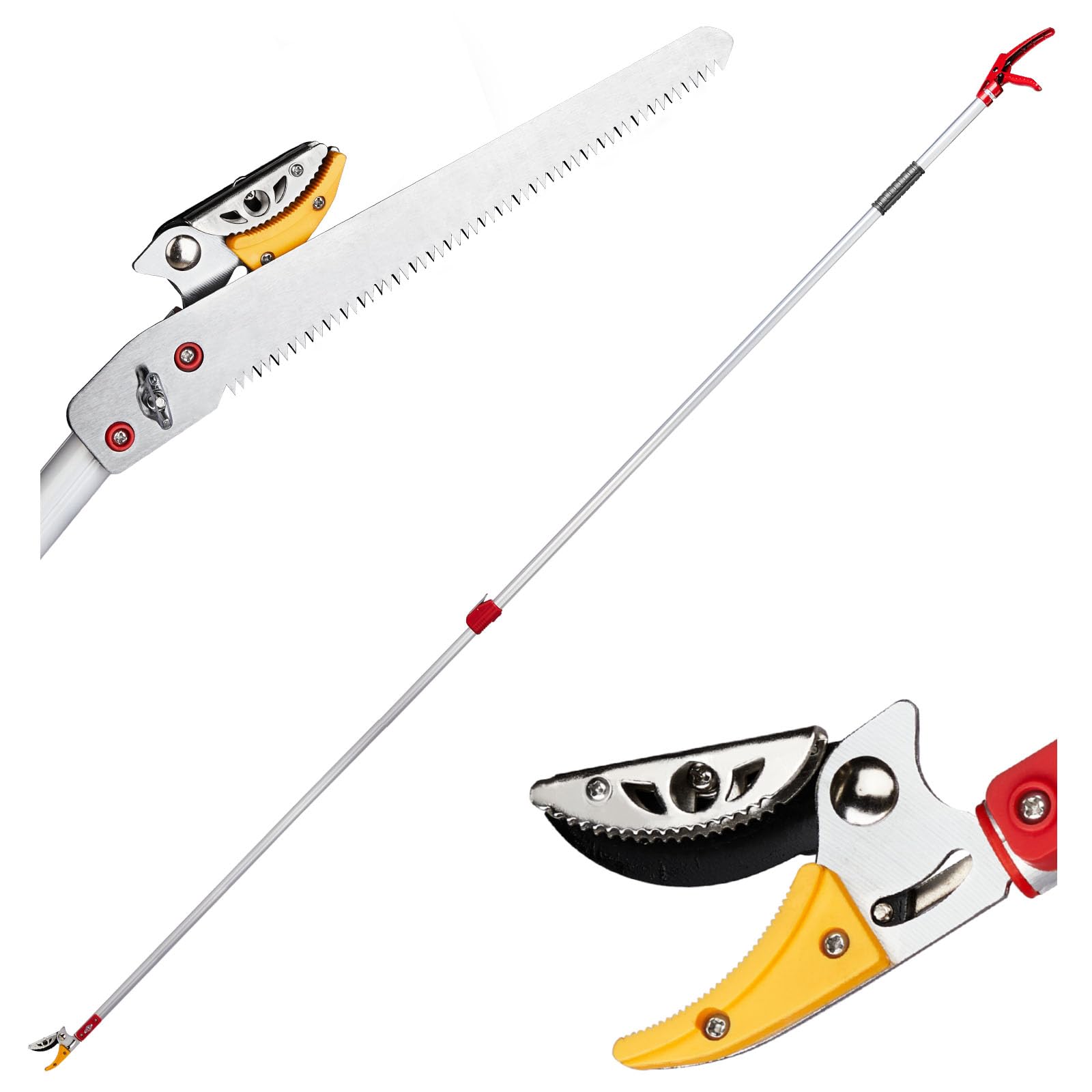 Bonnlo 180-300cm Extendable Long Reach Pruner, Telescopic Pole Saw with RazorSharp Carbon Steel Blade, Lightweight Aluminium Pole Pruner for High Trees and Fruit Picking