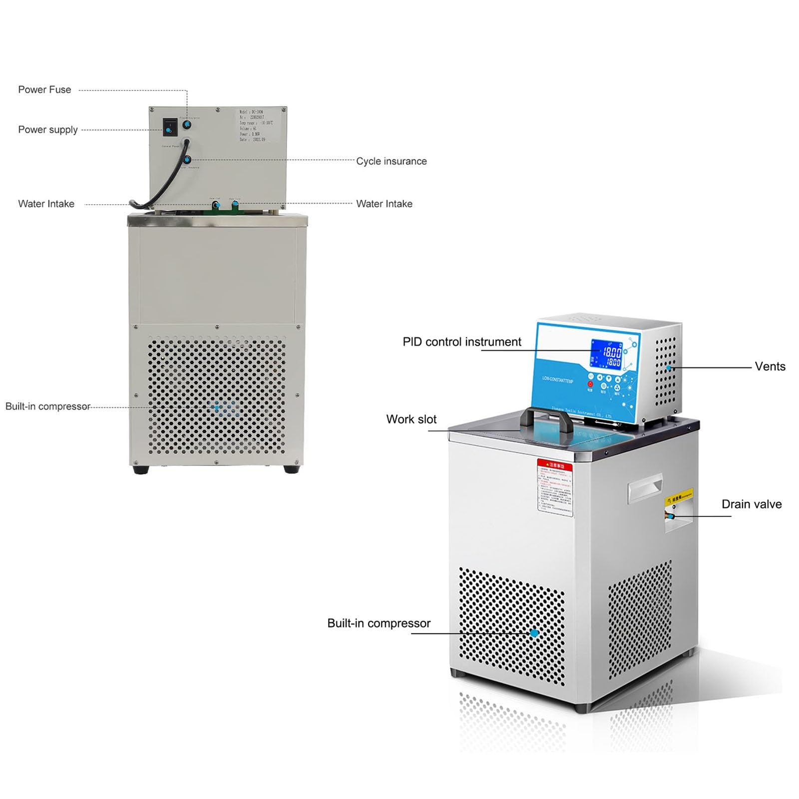 Labor Flüssigkeitskühler Modell 6L Digitale Präzision 0,01°C AD und PID System Stabilität ±0,05°C für Chemie Bio-Engineering und Industrielle Nutzung(-20-100℃)