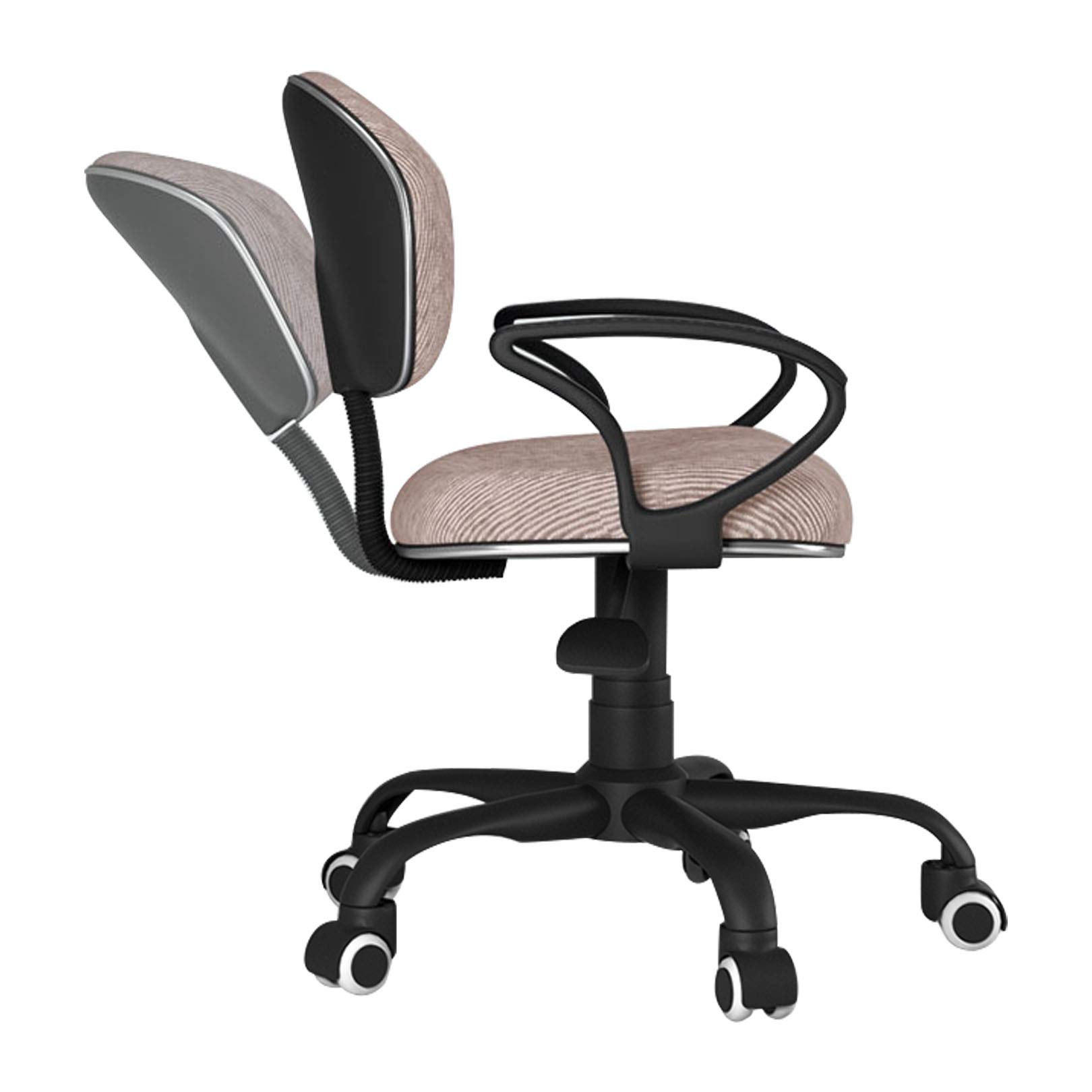 Chaise de bureau pivotante velours rose avec dossier réglable confort