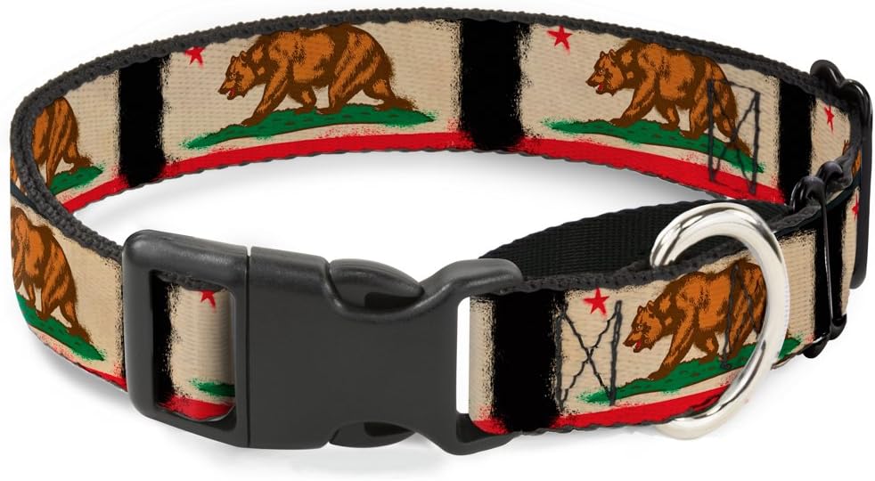 Buckle-Down MGC-W35536-L California Flag Distressed Painting Blocks Martingale Dog Collar, Large