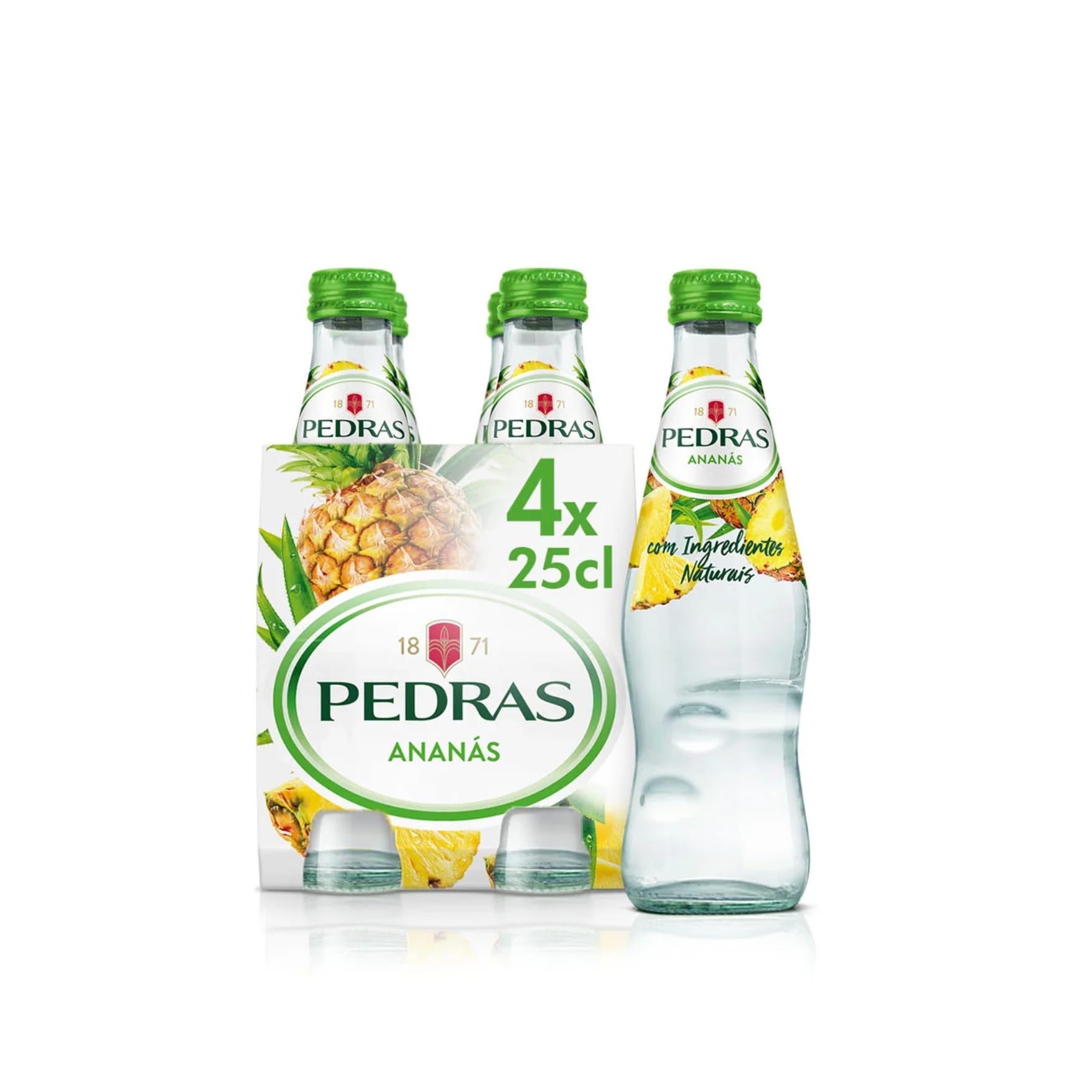 Agua con Gas con Sabor a Piña Pedras – Pack 4x25cl | Refresco Natural, Sin Azúcar, Bebida Saludable y Refrescante