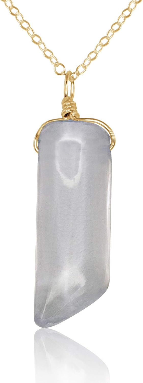 Luna Tide Crystal Quartz Smooth Point Pendant Necklace in 14k Gold Fill