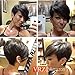 VRZ Short Human Hair Wigs Pixie Cut Black Wig with Side Bang Medium Cap Size None Lace wig Color 1B (XJK)