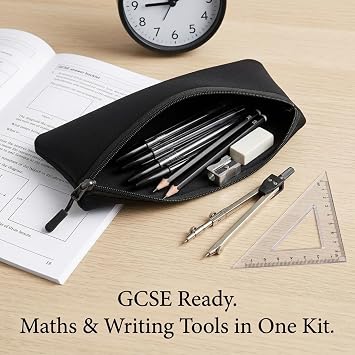GCSE 18 Pcs Black Stationery Set, Back to Secondary School Stationery Set