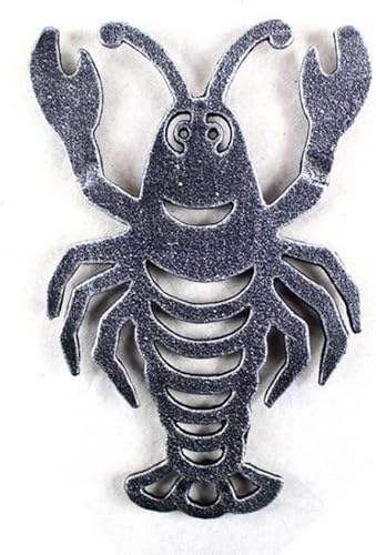 Salvamanteles de langosta de hierro fundido de plata antigua de 11 pulgadas - Decoración del mar - Vida costera disponible en Yaxa Peru