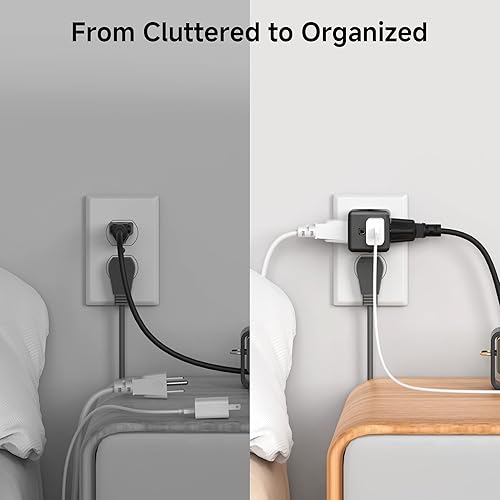 Miniatura 4 de Cable Matters - Paquete de 3 adaptadores de pared de 3 tomas de corriente (enchufe de cubo a tierra, divisor de toma, adaptador de enchufe de 3