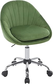 WOLTU Homeoffice Stuhl, Bürostuhl ergonomisch, Schminkstuhl drehbar, Drehstuhl mit Rollen, Schreibtischstuhl 150 kg belastbar, für Arbeitszimmer Schlafzimmer, Samt, Grün, BS167dgn